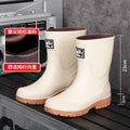 New Men's Style Rain Boots Fashion Mid-calf Waterproof Boots Work Warm Water Boots Wear-resistant Non-slip Fishing Rubber Shoes