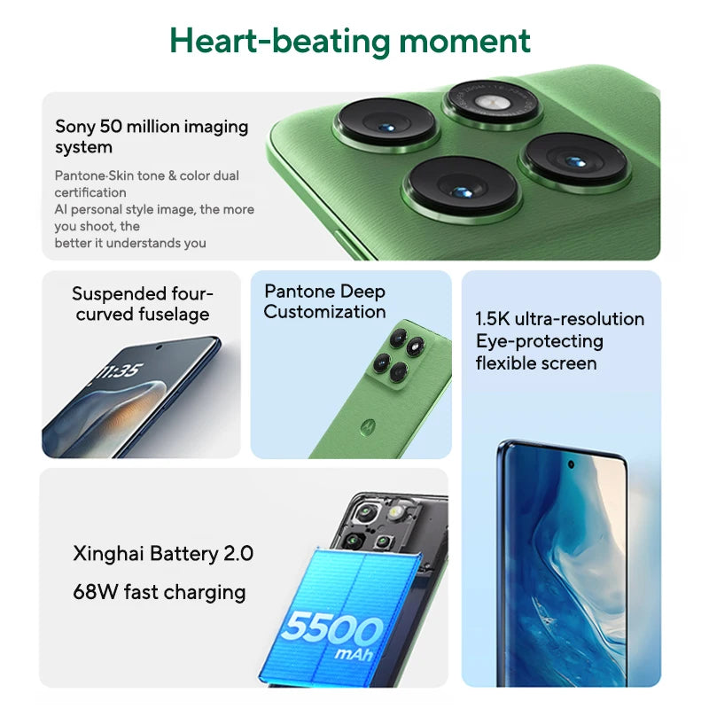 Motorola MOTO edge 60 Smartphone 5G Original Global ROM 6.7‘’ 1.5K 120Hz pOLED Display MediaTek Dimensity 7400 IP68 Cellphone
