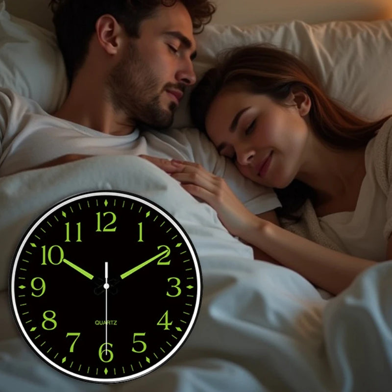 Hole-Free Luminous Wall Clock, 8 Inch Silent Quartz Clock, Modern Decor for Home & Living Room