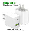 5-1Pcs USB C Charger Block Dual Port PD3.0 Adapter for iPhone 16 15 Samsung Type C Charger USB A QC3.0 Wall Charger Fast Charger