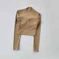 Women's Elegant Long Sleeve Yoga Shawl Sports Top with Chest Cushion Short Elegant Yoga Top Small Camback Pura Speed Dry Autumn