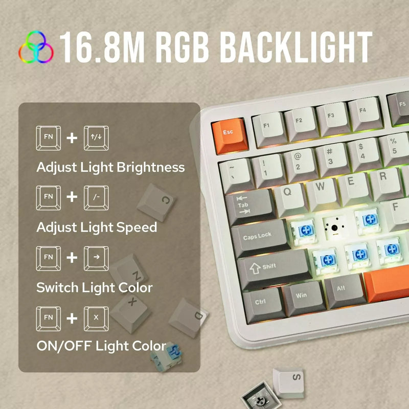 AJAZZ AK820 MAX Wireless office gaming esports mechanical keyboard hot-swappable RGB color settings suitable for PC and laptops