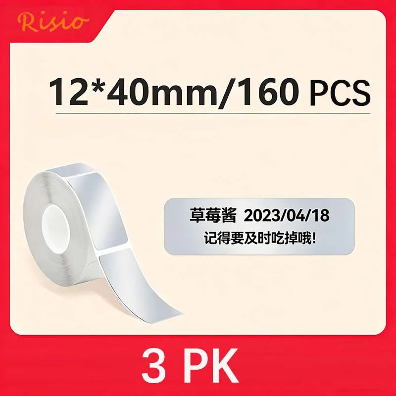 Matte Silver Thermal Label Roll Adhesive Printable Sticker Risio PET Silver Waterproof Inkless Tag For Phomemo M110 M108 P50 P80