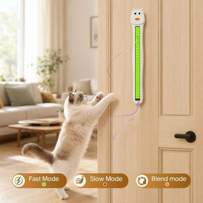 Automatic Flying Rope Cat Toy Smart Touch Activated Teaser Toy USB Rechargeable Auto Swing Rope with Suction Cup Pet Play Toy