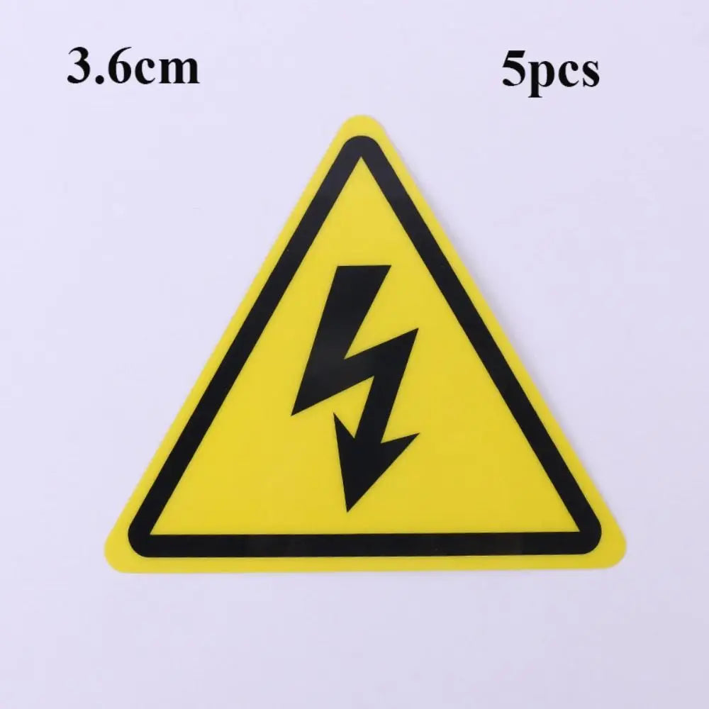 5pcs Yellow Warning Sticker 3.6/5/8/10/15cm Accessories Electrical Shock Hazard Danger Notice Danger Forelectric Box