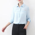 Simple Solid Color Loose Women's Chiffon Shirt 2025 Spring New Fine Long Sleeve Casual Blouses and Tops Lady OL Office Shirts