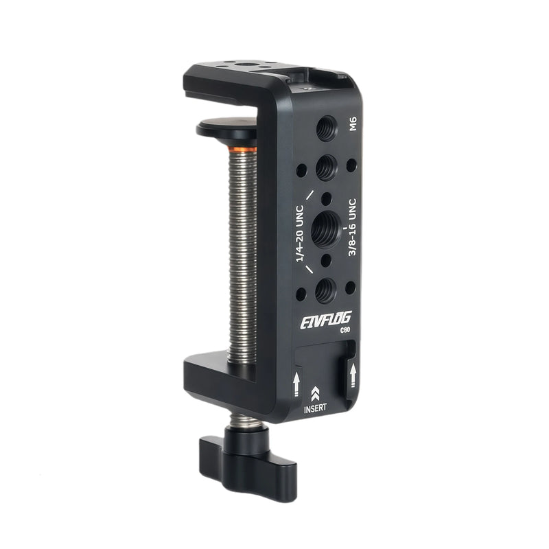 Photography C Clamp, Aluminum Table C-clamp with 1/4" and 3/8" Hole for Photo Studio Video DSLR, Camera Desktop Mount Table Desk