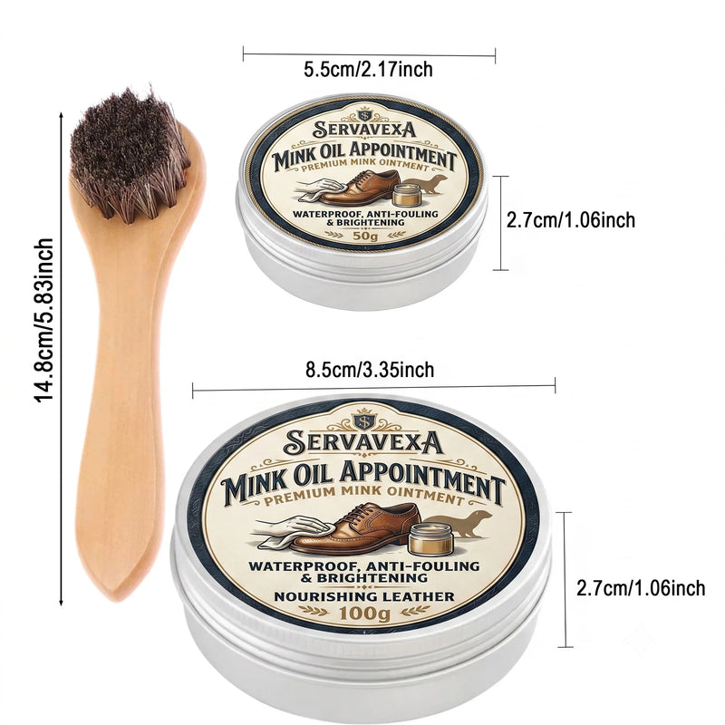 Premium Mink Oil Leather Conditioner & Waterproof Shoe Polish Kit with Brush | Deep Nourishing Care for Boots and Bags