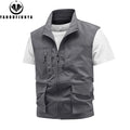 Tops 2025 New Summer Men Outdoor Camping Fishing Webbed Vest Men Sleeveless Many Pocket Tool Gear Loose Thin Vest Male Waistcoat