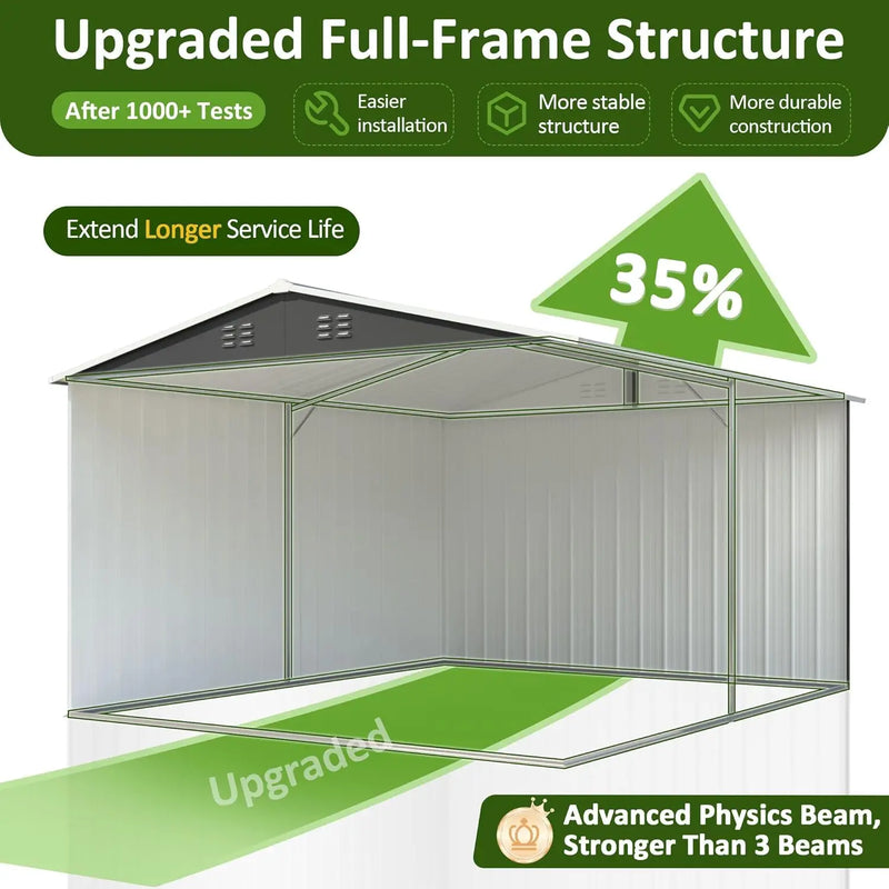 8.2x12 FT Outdoor Storage Shed, Metal Garden Tool | SAMAG