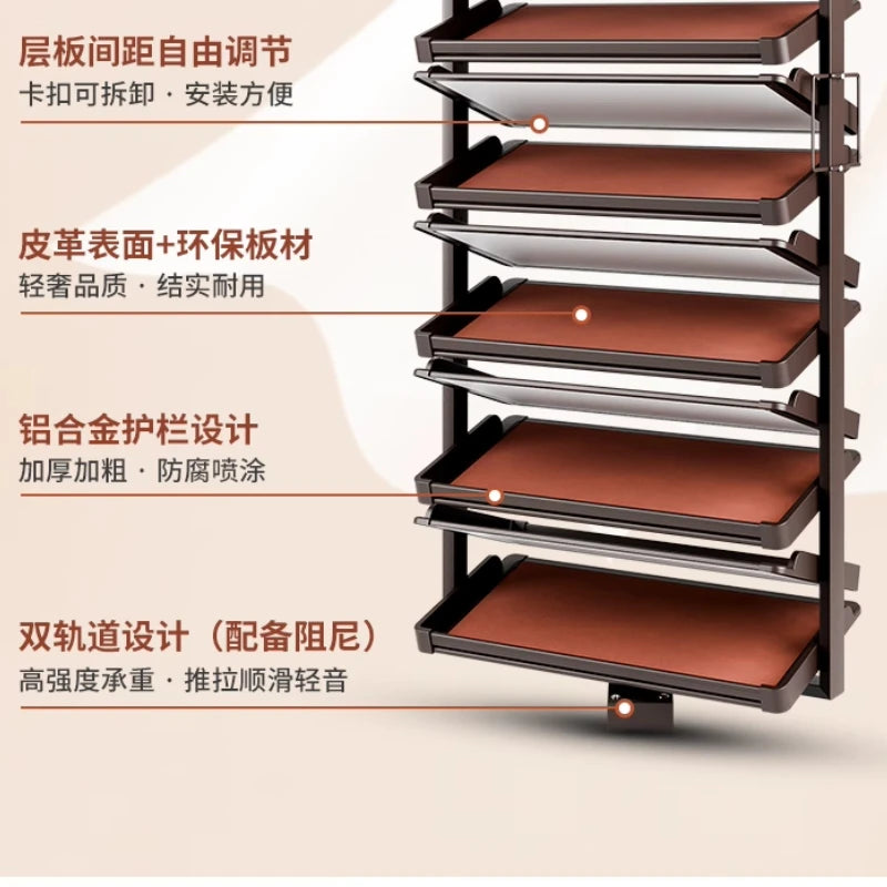 Built-in Height Adjustable Shoe Cabinet Closet Space Saving 360° Rotating Shoe Rack, Multi-layer Shoe Holder Storage Organizer