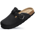 Evshine Fashion Leather Cork Clogs For Women Men New Vegan Slip On Potato Shoes Comfy Cork Footbed Lady Clogs with Arch Support