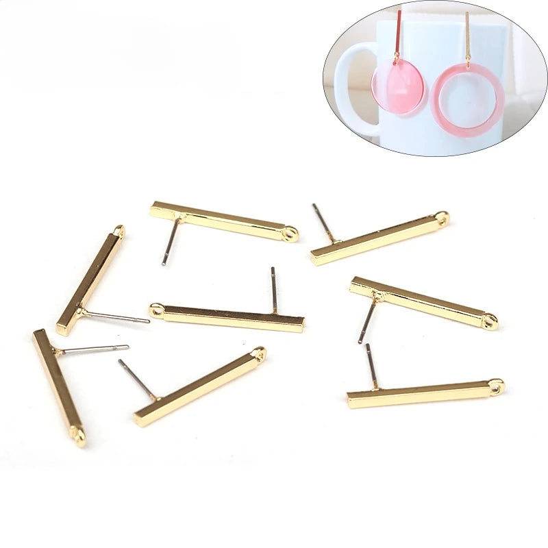 6pcs/lot 24*3mm Zinc Alloy  Long Tip Rectangles Earring Base Connectors Linker for DIY Earrings Jewelry Accessories