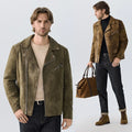 Men PU Leather Jacket Faux Fur Fashion British Thickened Plush Autumn Winter Warm Leather Jackets High-End Business Leather Coat