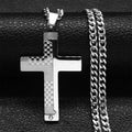 Goth Stainless Steel Cross Pendant Necklace Biker Men Punk Black Silver Color Crucifixion Crystal Necklace Hip Hop Jewelry N6337
