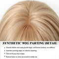 EASIHAIR Medium Length Wavy Blonde Synthetic Wig With Bangs For Women Natural Wigs Hair Heat Resistant Daily Party Cosplay Use