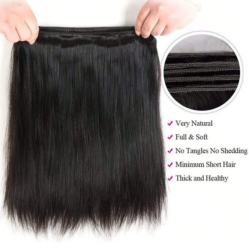 12A Brazilian Long Straight Hair 1/3/4 Bundle Deals Unprocessed Virgin Human Hair Bundles Bone Straight Natural Black Color 10-38 Inches