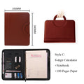 A4 Portable File Folder with Calculator Binder Organizer Manager Office Document Pad Briefcase PU Leather Padfolio Bag Customize