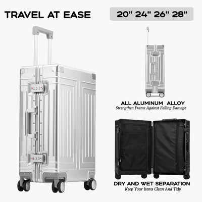 Capacity Durable Luggage Sets 100% Aluminum Suitcase | SAMAG