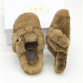 Mule Slippers Mink Fur Slides Comwarm Fashion Women Clogs Cork Insole Fur Slippers with Arch Support Outdoor Slides Home Shoes