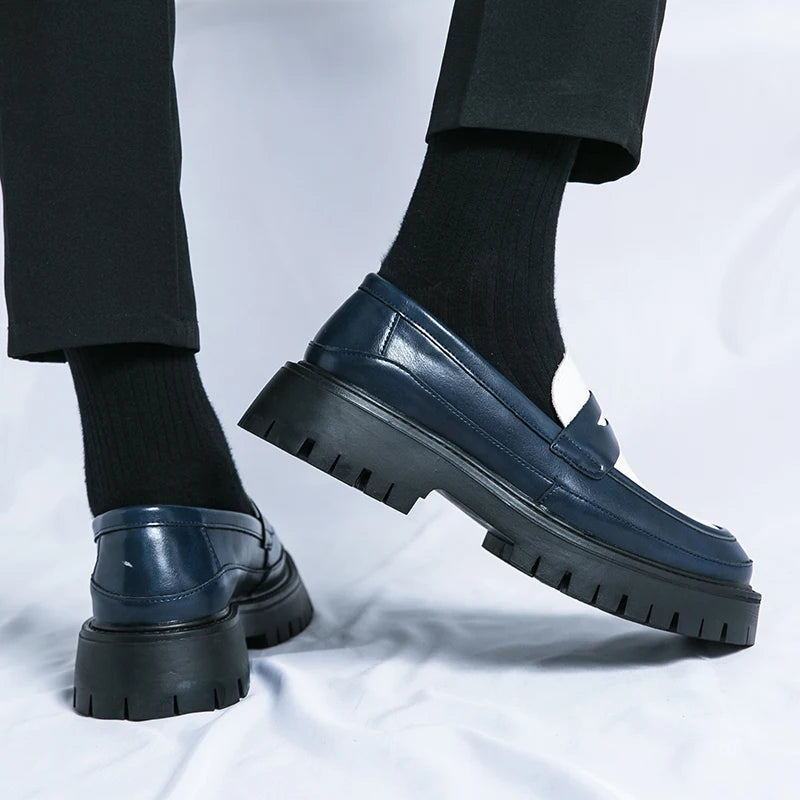 STRONGSHEN Men Handmade Leather Shoes Platform Loafers Fashion Luxury Slip on Mocassin Business Shoes Homme Zapatos De Hombre