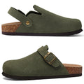 Bebealy Women's Suede Clogs with Arch Support Fashion Back Strap Leather Mules Slip On Potato Shoes Genuine Cork Footbed Clogs