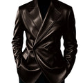 Men's Leather Blazer Slim Fit Faux Suit Jacket Formal - View 11 | SAMAG