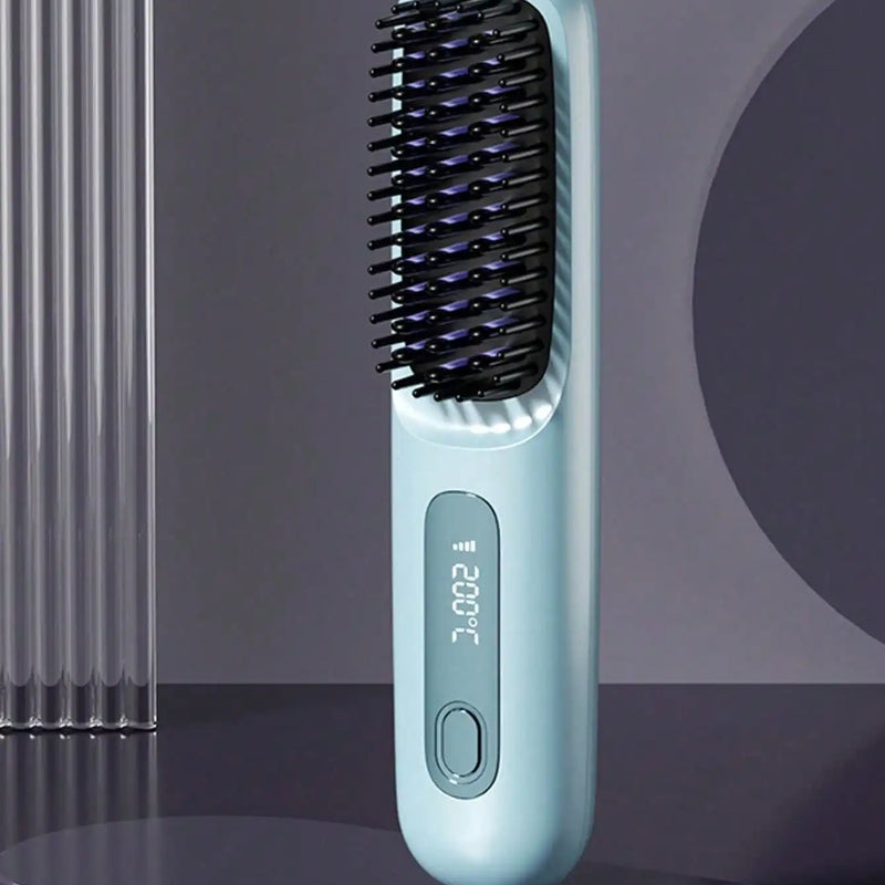 Women's Wireless Portable Hair Straightener, USB Rechargeable Negative Ion Hot Air Straightening Brush, Effectively Smooths Frizz, Makes Hair Shiny And Soft, Anti-Scald Design, 3 Temperature Settings, 30 Seconds Fast Heating,