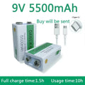 9V 5500mAh 9V battery li-ion Rechargeable battery Micro USB Battery 9v lithium for Multimeter Microphone Toy +USB charging cable