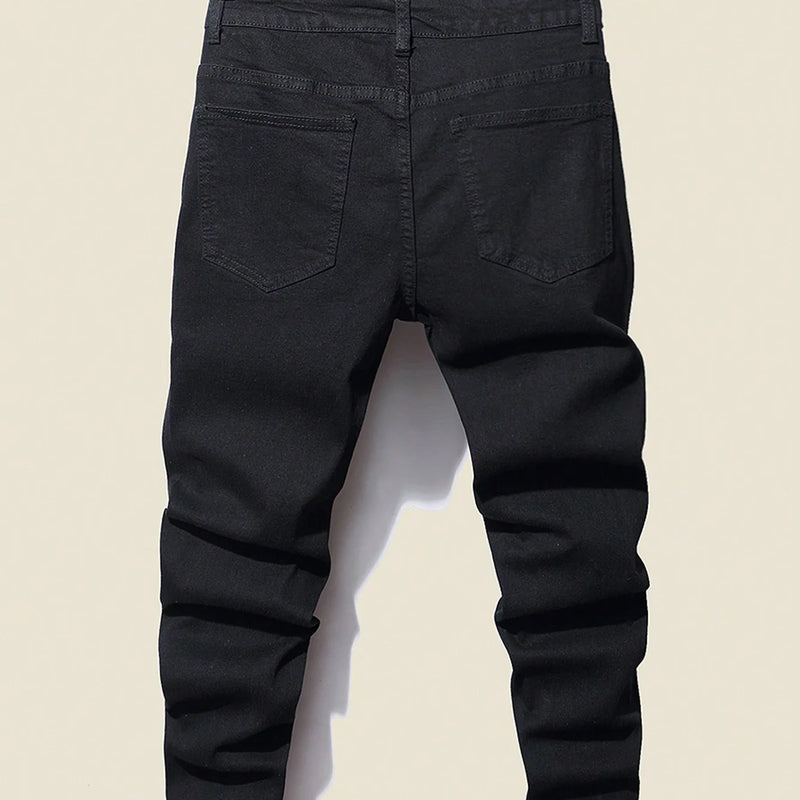 Men's Stretchy Ripped Denim Jeans Slim Fit Straight | SAMAG