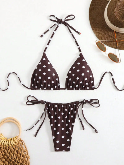 Sexy polka dot print micro mini bikinis sets two pieces | SAMAG