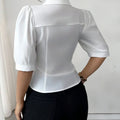 Women's Blouse Spring Summer Black White Tops Houndstooth - View 4 | SAMAG