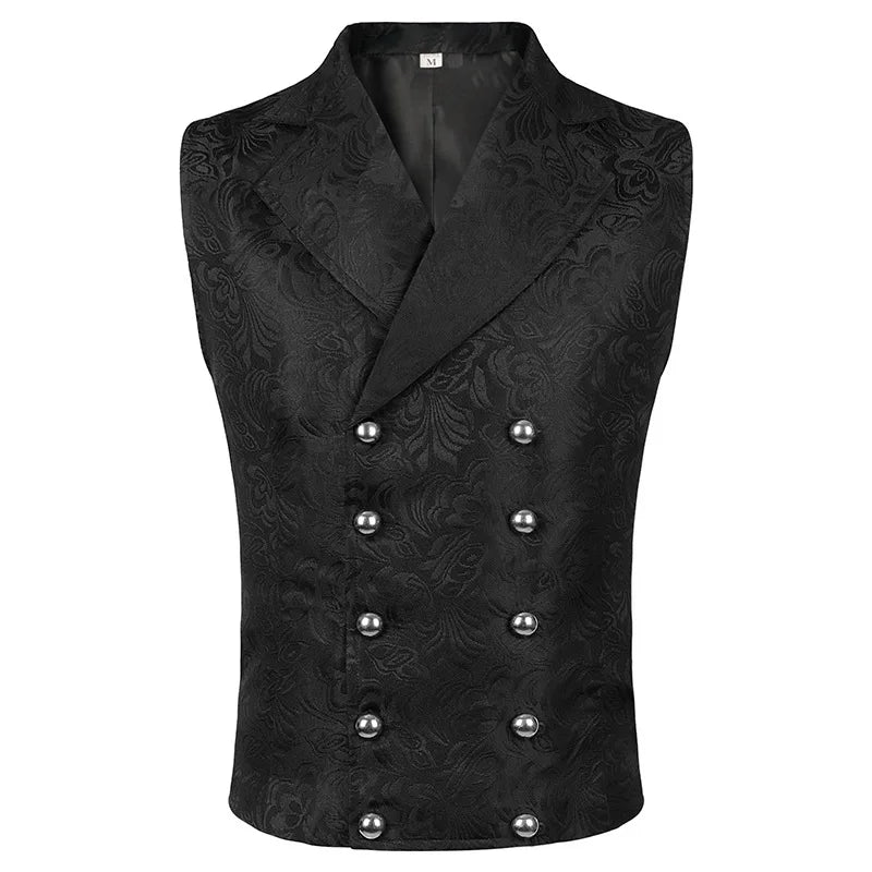 Men's Vests Medieval-Style Vintage Costume Tuxedo Sleeveless Vests European Vintage Stage Halloween Costume Gothic Jacket Set