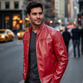 Men's PU leather jacket stand-up collar slim-fit vintage-style biker jacket spring/fall top