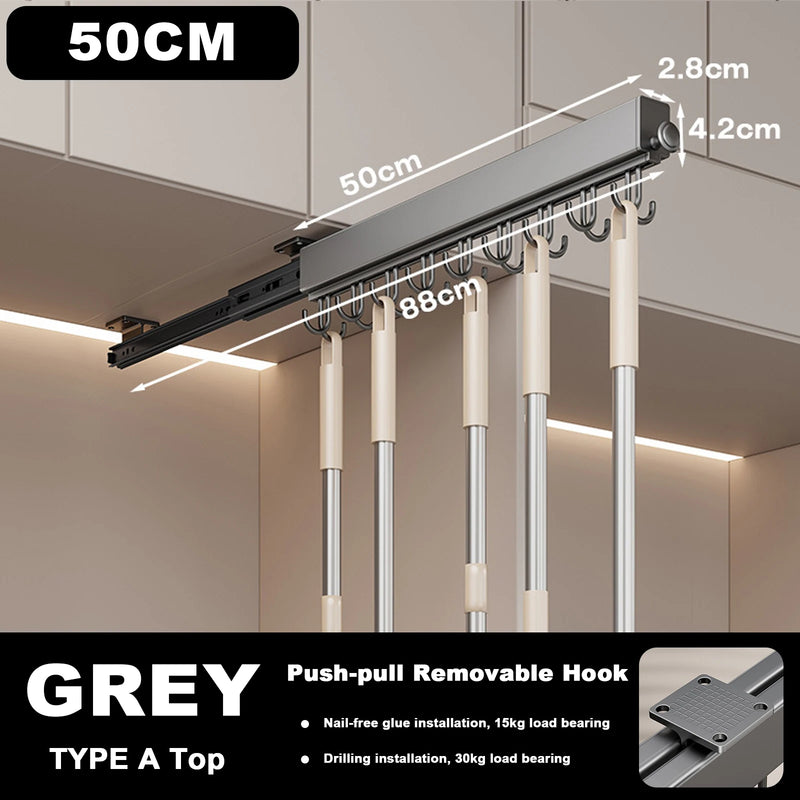 Multi - Purpose Sliding Hook Rail Top Mount Side Self Adhesive Drilling Dual Use Aluminum Stainless Steel - View 10 | SAMAG