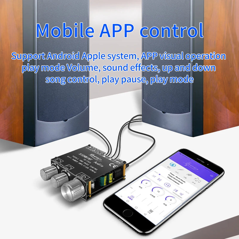 YS-T50L HiFi Amplifier Channel 2.0 Bluetooth Amp 3.5mm Active Speakers for Home Sound Systems Supporting APP Operation