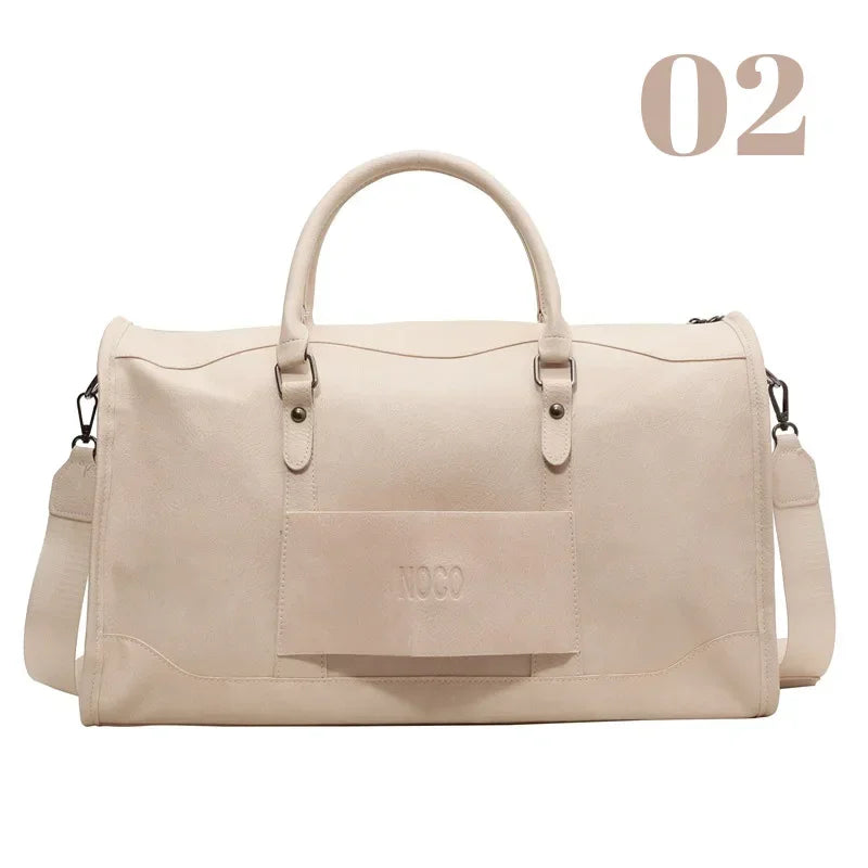 NamcheBarwa Large Travel Bag Pu Leather Golf Boston Bag Shoulder Handbag Leisure Sports Fitness Suitcase Weekender Duffle Bag