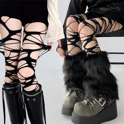 Fashion Punk Torn Strap Holes Tights Nue Sexy Lolita | SAMAG