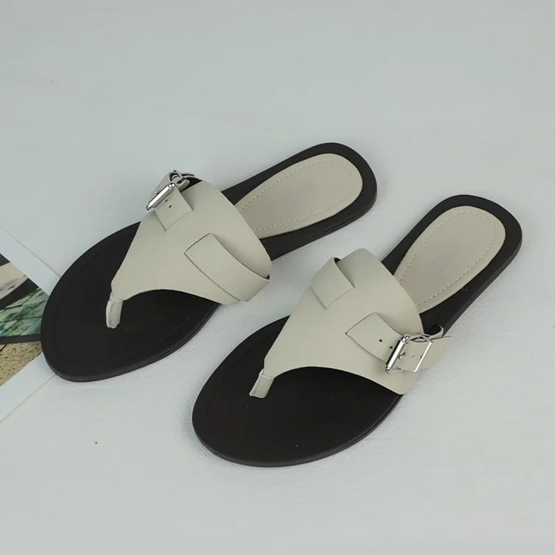 Summer Slippers Women's Beach Flip Flops Comfortable Soft Sole Ladies Slides Casual Buckle Belt Brand Designer Flat Shoes