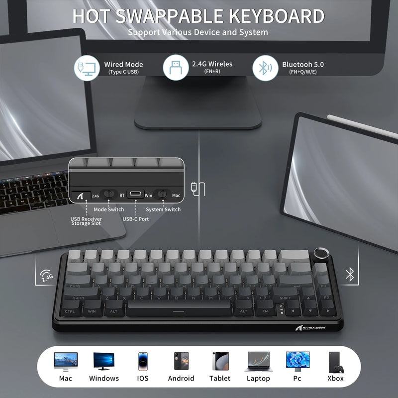 ATTACK SHARK X66 65% Wireless Mechanical Keyboard - Visuel 5 | SAMAG