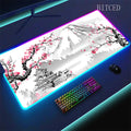 RGB Sakura Scenery  Mousepad Japan Cherry Blossom Gaming Non-slip Table Pad Glowing Keyboard Mouse Pad Laptop Mat With Backlight