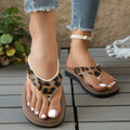 Women's Leopard Print Flip Flops Thick Sole Comfortable Summer Beach Casual Flat Slippers