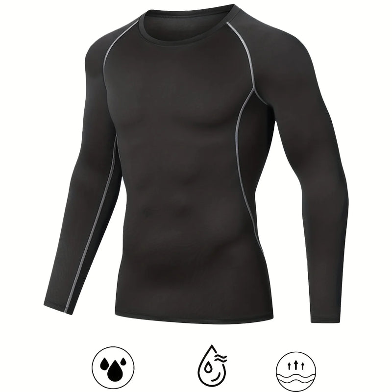 Men's fitness suit, sports breathable training quick drying underwear suit, compression comfort warm suit