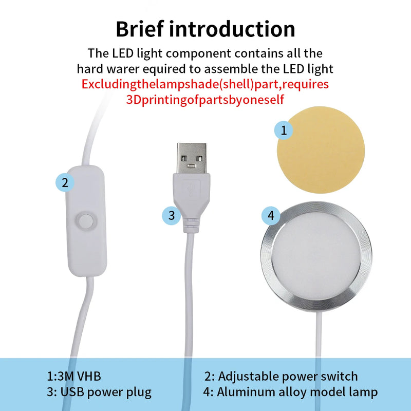 For Bambu Lab Led Lamp Kit 001 Maker Supply Bambulab Light Kit Led Light Parts Diy Model Without 3d Printing Parts