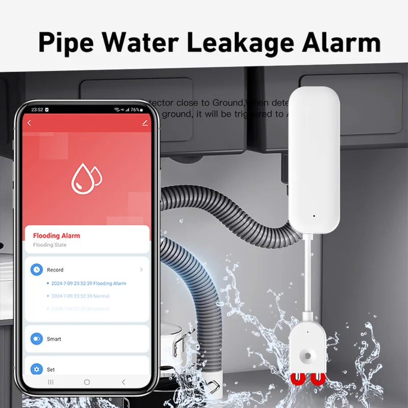 Tuya WiFi ZigBee Water Sensor Leakage Alarm Flood Leak Detector Smart Home APP Remote Control Security Protection Support Alexa