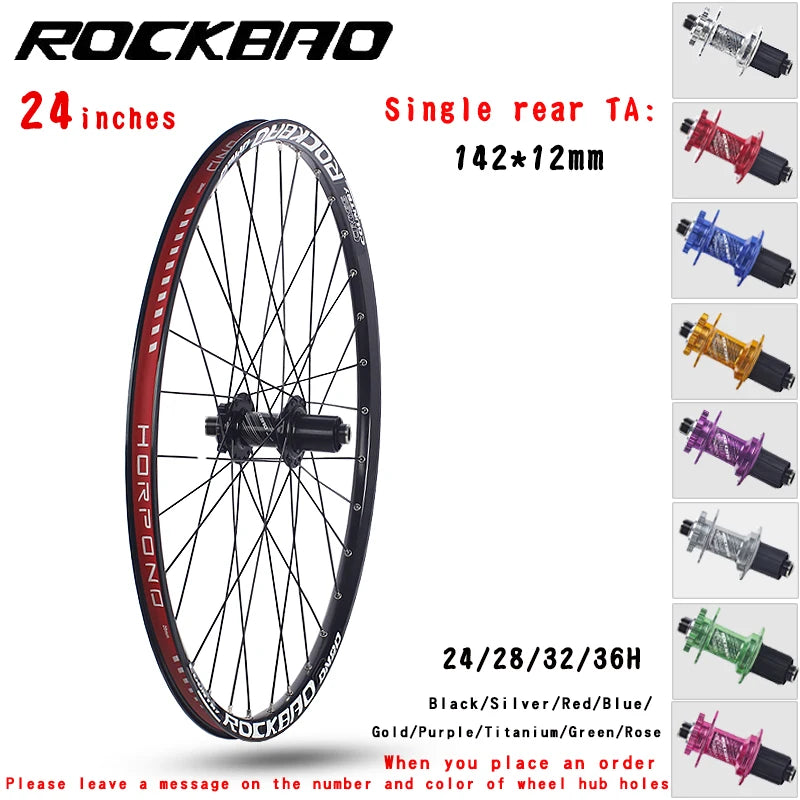 ROCKBAO Mountain Bike Wheelset 24/26/27.5/29 Inches Disc Brake Aluminum Alloy 4Bearings 7-12Speed Thru Axle MTB Bicycle Wheel
