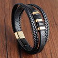 Charm Braid Rope Bracelet For Men Stainless Steel Magnetic Buckle Genuine Leather & Bangles Male Female - Visuel 9 | SAMAG