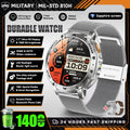 Military Grade Alloy Smartwatch 1400mAh Long Standby Waterproof SOS Emergency Flashlight BT Call Outdoor Sports Watch For Men