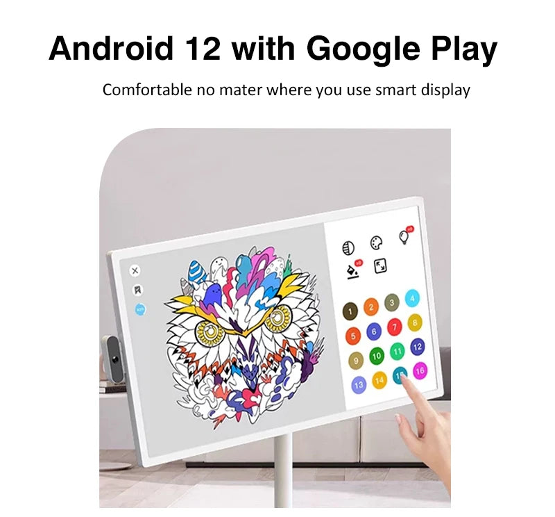 21.5 Inch Wireless Recharging Movable Monitor Vertical Lcd Stand by Me Portable Touch Screen Smart Tv with Wheels