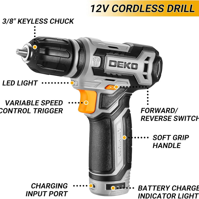 DEKO Home Mechanic Toolbox with 12V Power Cordless Drill Hand Repair Tools Sets Combo Kits Storage Organizer - View 3 | SAMAG